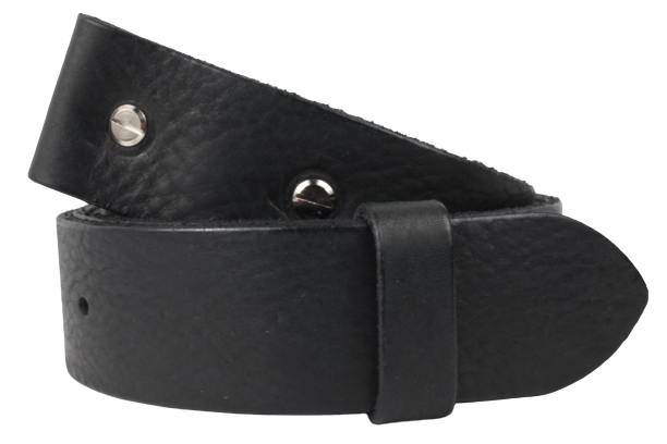 1.75 inch (45mm) Wide Black Leather Belt Strap with Chicago Screws