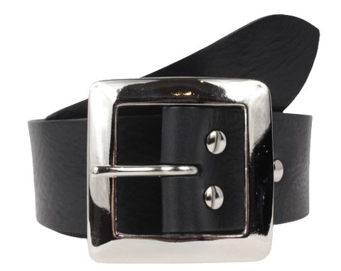 1.75 Inch Black Leather Belt