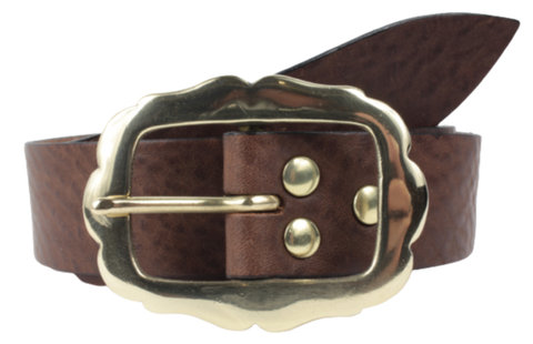 1 1/4" Inch Dark Brown Designer Leather Belt