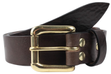 1 1/4" Inch Dark Brown Leather Trouser Belt