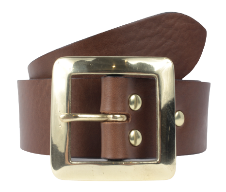 1 3/4" Inch Brown Leather Designer Belt