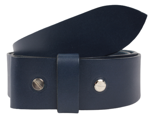1.5" Wide Blue Leather Belt Strap with Snaps