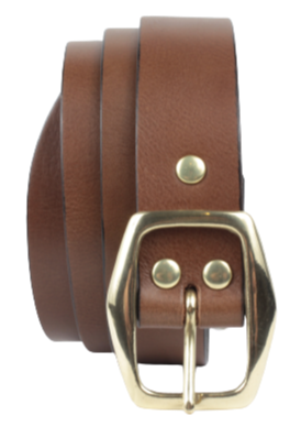32mm Brown Leather Trouser Belt