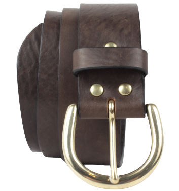 45mm D Ring Buckle Brown Leather Belt