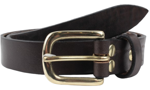 Brass Half Square 1 Inch Leather Belt