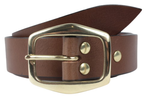 Brown 1 1/4" Inch Leather Trouser Belt