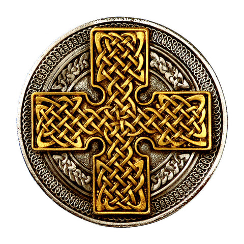 Celtic Cross in Circle Gold Silver Belt Buckle