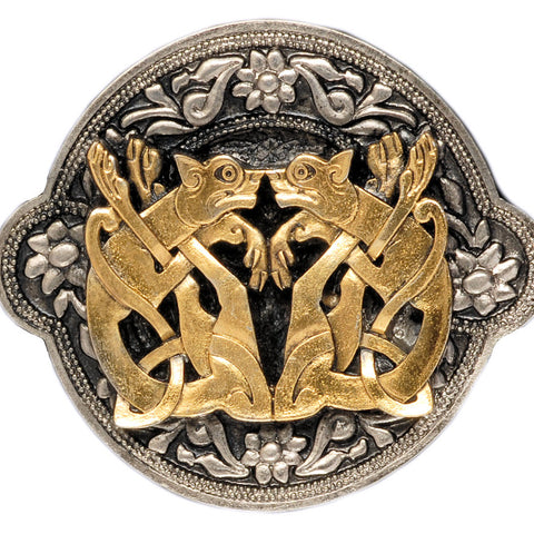 Celtic Dogs Gold Silver Belt Buckle