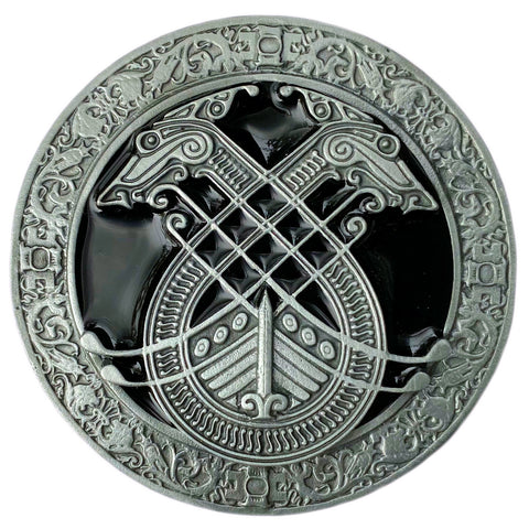 Celtic Long Boat Dragon Head Black Belt Buckle