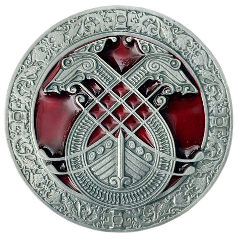 Celtic Long Boat Dragon Head Red Belt Buckle