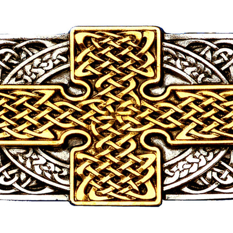 Celtic Rectangle Cross Gold Silver Belt Buckle