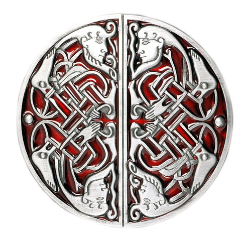Celtic Twin Facing Red Belt Buckle