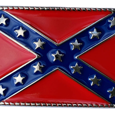 Confederate Flag Red Blue Belt Buckle