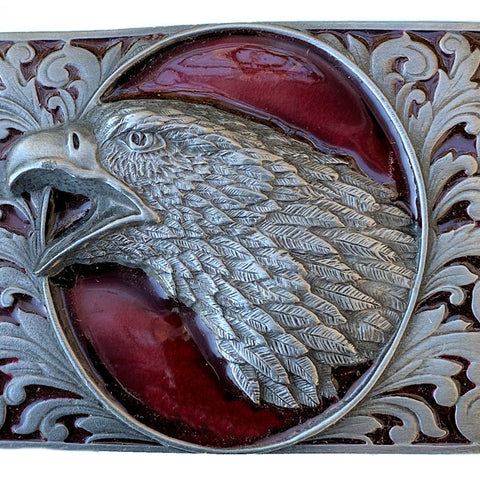 Eagle Head Red Belt Buckle