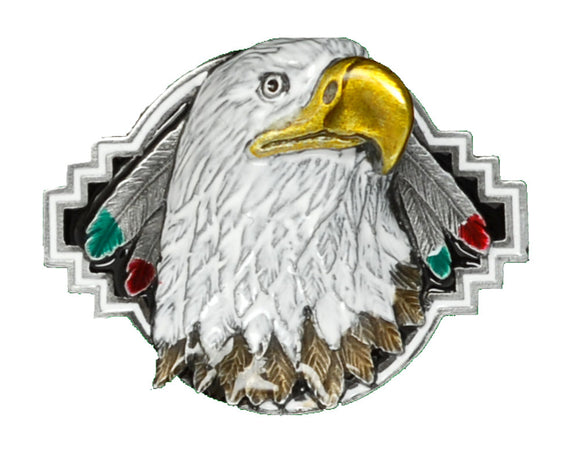 Eagle Head with Feathers Bolo Tie