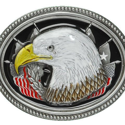 Eagle Head with Flag Bolo Tie