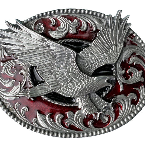 Eagle Oval Red Belt Buckle