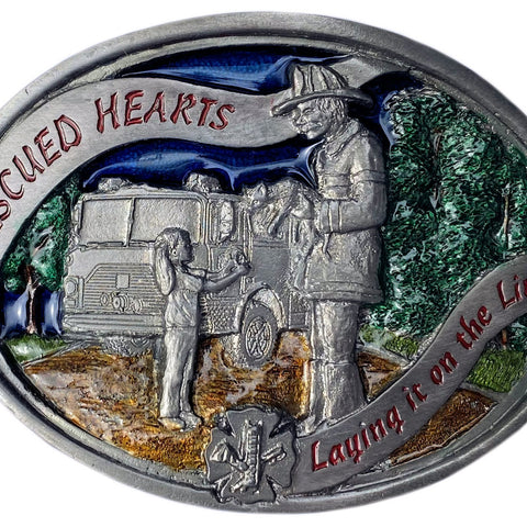 Firefighter Rescued Hearts Belt Buckle