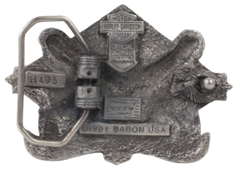 Harley Davidson Live Free Ride Free Made in USA Belt Buckle Back