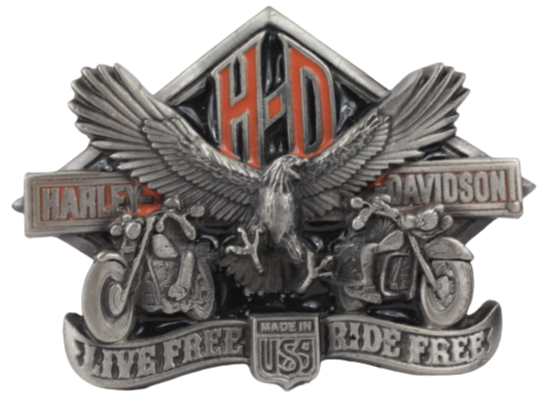 Harley Davidson Live Free Ride Free Made in USA Belt Buckle