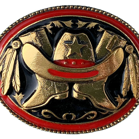 Hats Boots Gold Plated Bolo Tie
