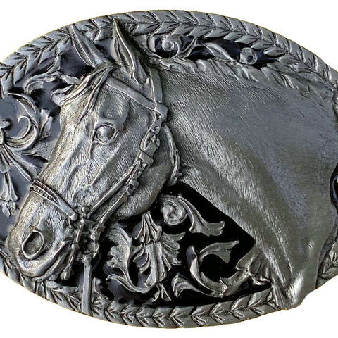 Horse Head Oval Belt Buckle