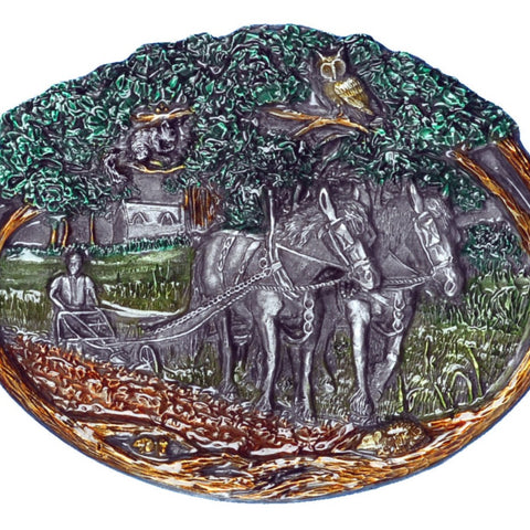 Horses Ploughing Field Belt Buckle