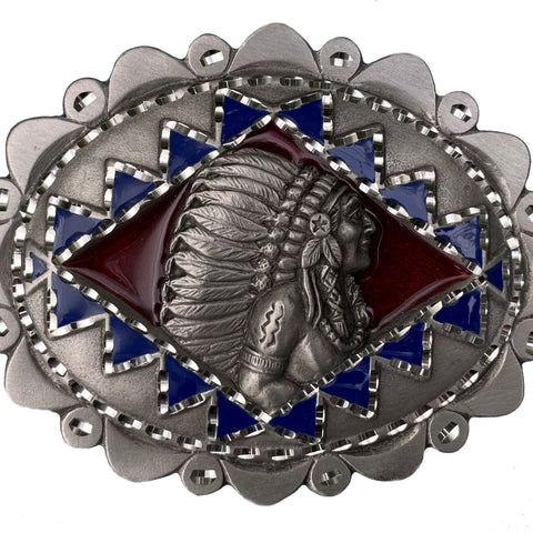 Indian Head Diamond Cut Belt Buckle