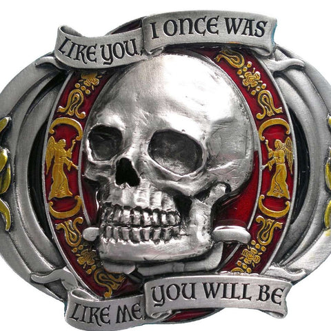 Like You I Once Was Skull Belt Buckle