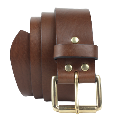 Classic Silver Buckle with Full Grain Leather Belt