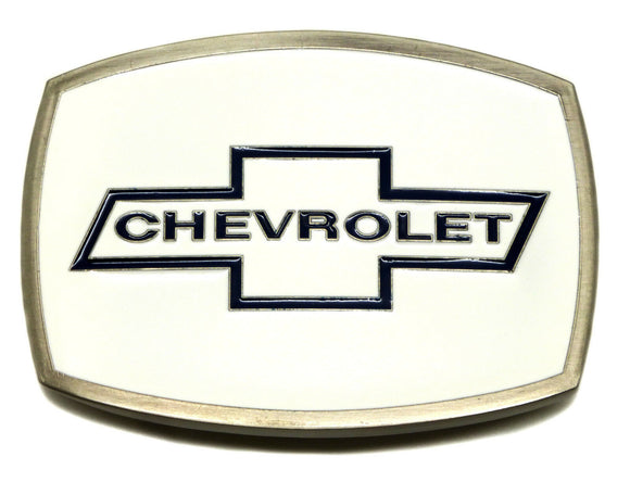 Officially Licensed Chevrolet Logo White Belt Buckle