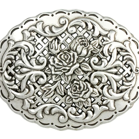 Oval Rose Trophy Belt Buckle