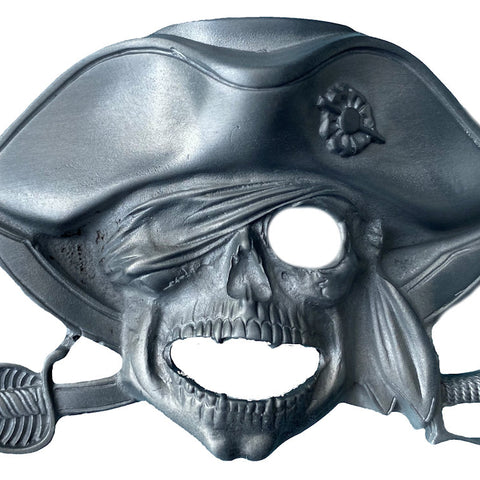 Pewter Pirate Skull Belt Buckle