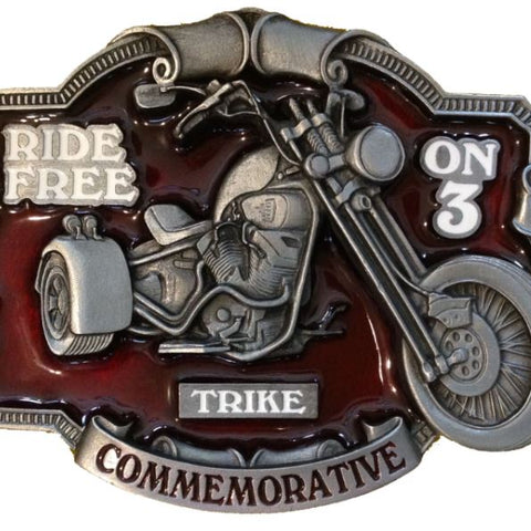 Ride Free on 3 Red Belt Buckle
