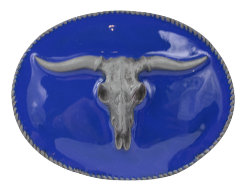 Rodeo Steer Blue Pewter Belt Buckle