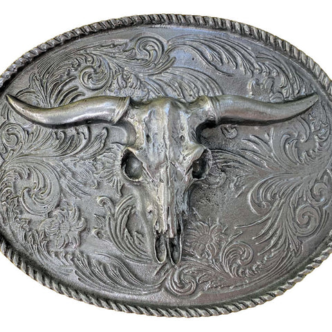 Pewter Rodeo Steer Belt Buckle