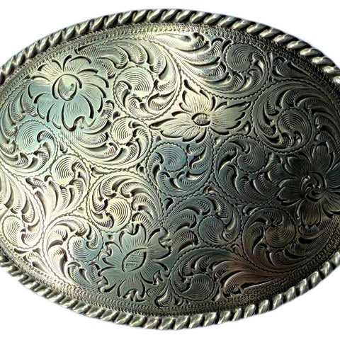 Rope Edge Engraved Trophy Belt Buckle