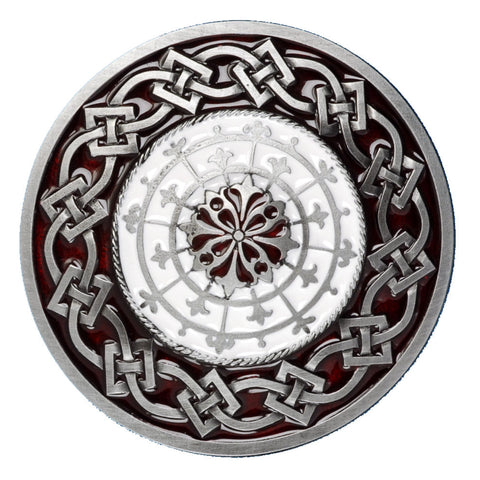 Round Celtic Design Red Belt Buckle