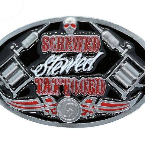Screwed, Stewed and Tattooed Belt Buckle
