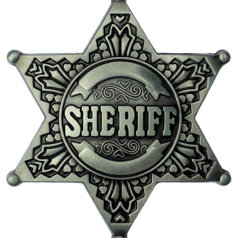 Sheriff Star Belt Buckle Pewter Plated