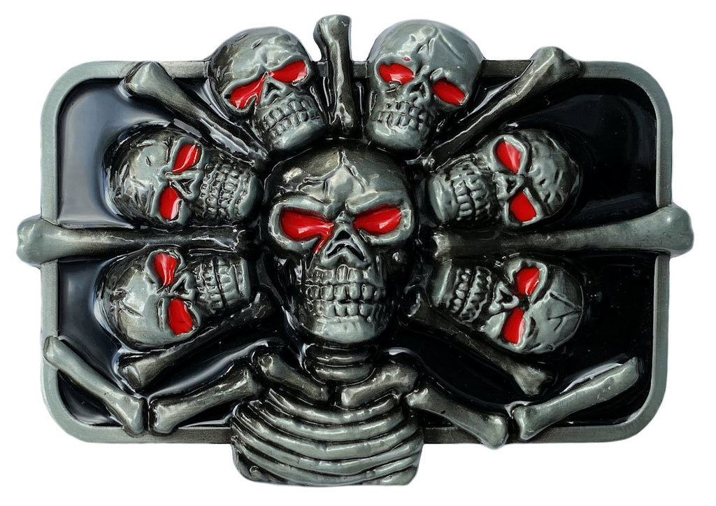 Rock Star sold Fine Pewter 4601 Belt Buckle Skull Trim Black Silver Tone