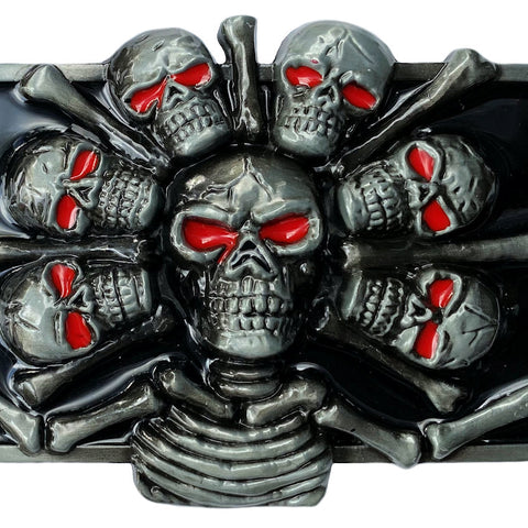Skeleton with Skulls Belt Buckle