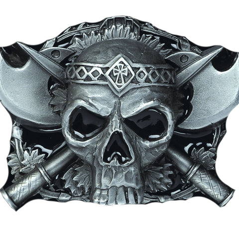 Skull and Axes Belt Buckle
