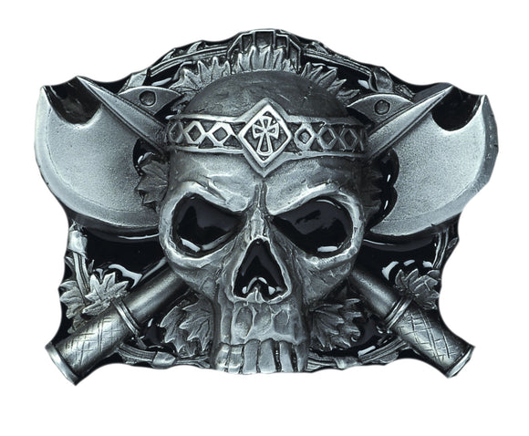 Skull and Axes Belt Buckle