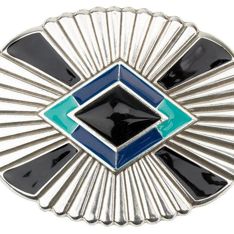 Starburst Oval Black Trophy Belt Buckle