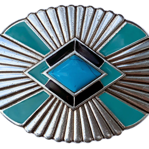 Starburst Oval Trophy Belt Buckle