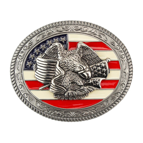 USA Flag and Eagle Trophy Belt Buckle