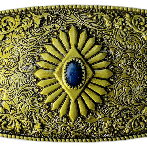 Western Rectangle Brass Plated Belt Buckle