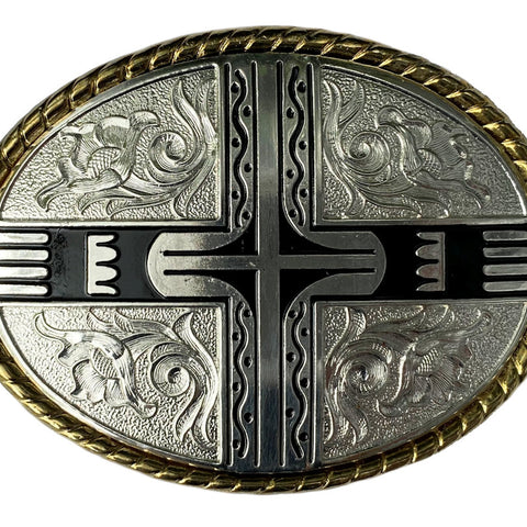 Western Rodeo Trophy Gold Silver Plated Belt Buckle