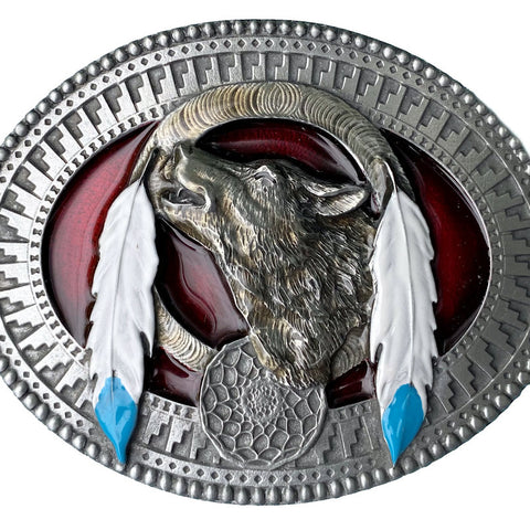 Wolf Indian Design Belt Buckle